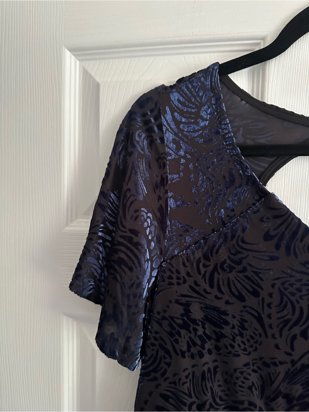 Size 1X Torrid Womens Blue Floral Print Burnout Velvet Short Sleeve Dress - Picture 5 of 8
